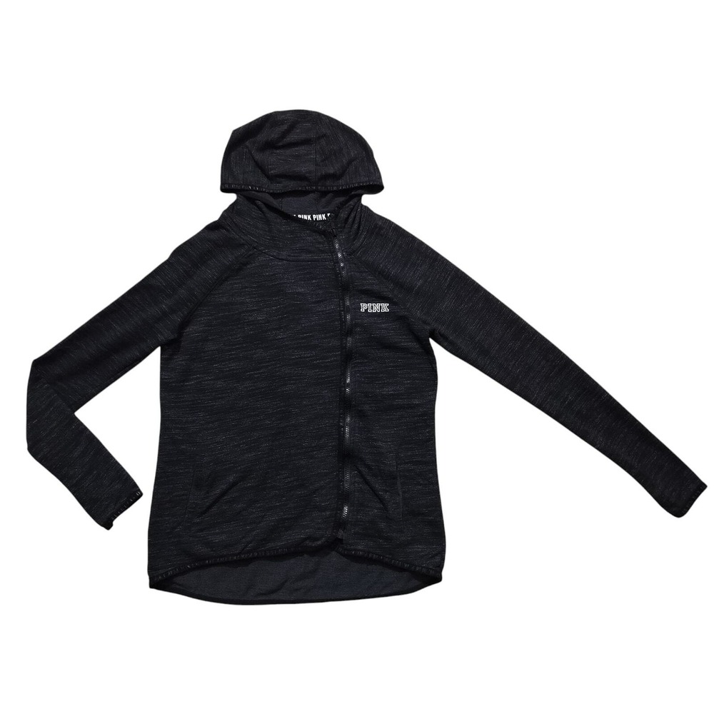 Pink Victoria's Secret Women's Black Full Zip Hoodie Jacket Size XS